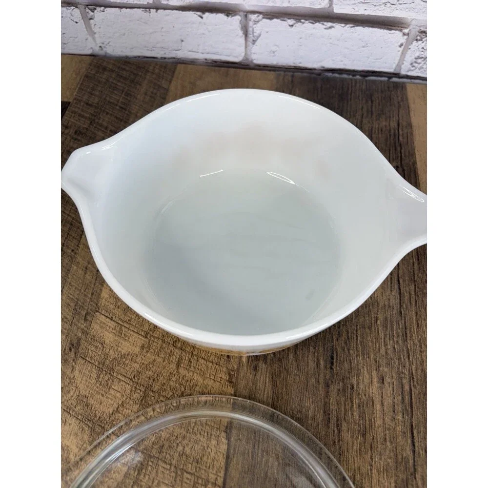 Pyrex Butterfly Gold 472 Casserole 1.5 Pt with Lid Vintage 1970s Bowl MINT - Picture 3 of 11